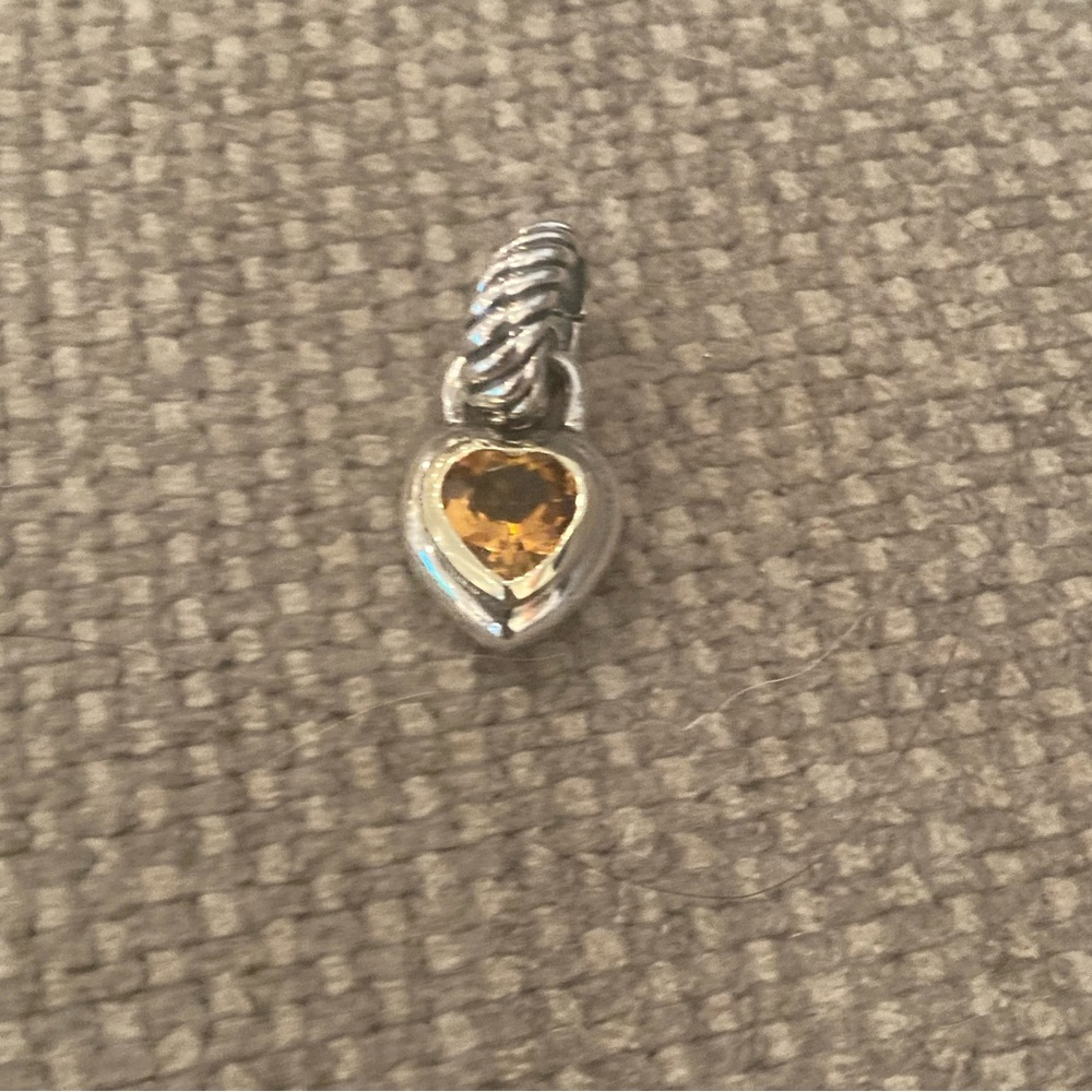 David Yurman Citrine Heart Cable Pendant Enhancer - Picture 9 of 16
